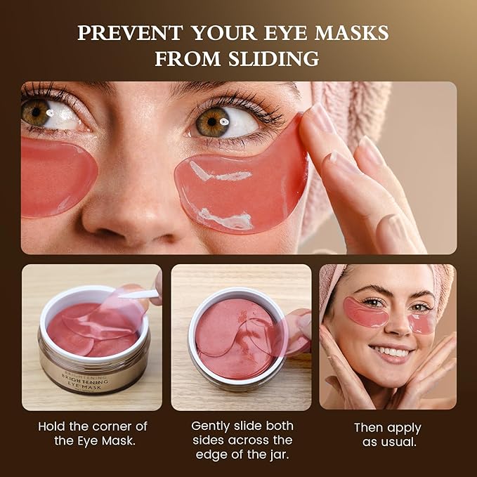 Puffy Eyes Smoothing Under Eye Patches, Caffeine Eye Masks for Wrinkles and Dark Circles, Undereye Bags, Brightening Skincare Treatment for Men & Women, Vegan & USA Tested