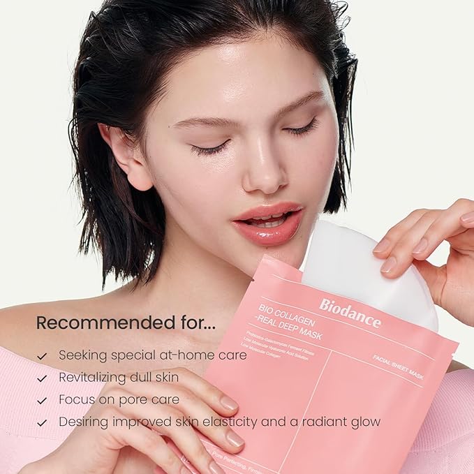 BIODANCE Bio-Collagen Real Deep Mask, Hydrating Overnight Hydrogel Mask, Pore Minimizing, Plumping, Elasticity Improvement, Korean Skincare | 1.19oz(34g) x 16ea