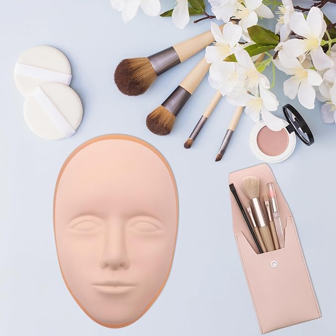 Silicone Makeup Practice Face, 8 Makeup Mannequin Face, 1 Makeup Practice Face Board for Beginner to Training or Practice Make up, Face Paint, Permanent Makeup, Tattoo, Art Creation (Set2)