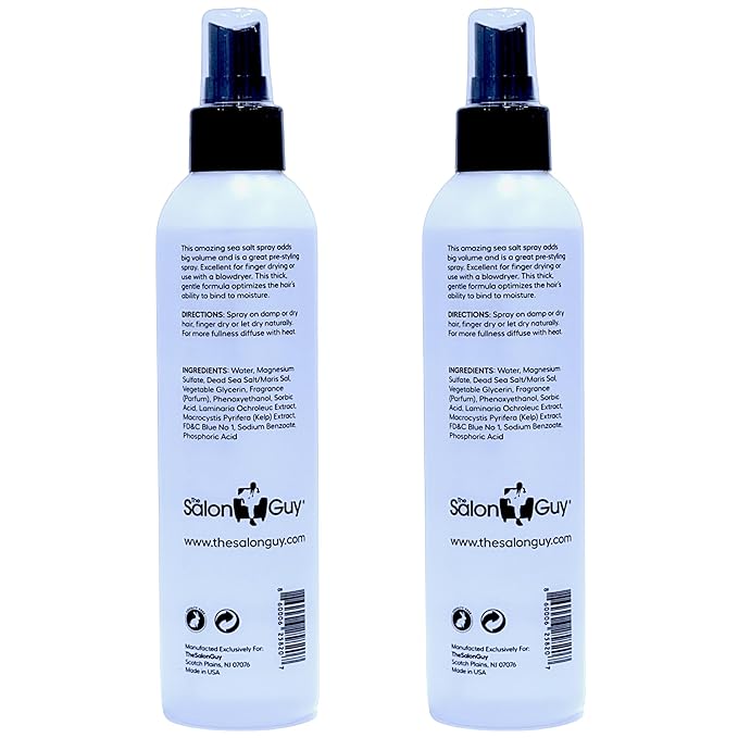 THESALONGUY - Sea Salt Texturizing Spray for Volumizing Curly and Wavy Hair, Men & Women, Beach Waves Hair Spray with Kelp & Natural Ingredients - 2 Pack