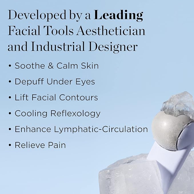 StackedSkincare Ice Roller for Face and Eyes - Stainless Steel Facial Ice Roller for Puffiness, Undereye Bags, Redness, Skin Cooling, and Lymphatic Drainage Massage - Face Roller for Women and Men