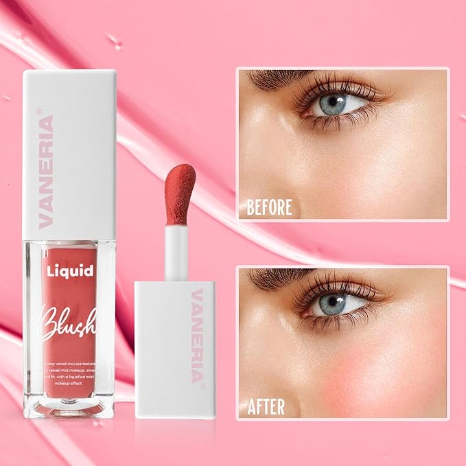 VANERIA Liquid Blush for Cheeks,Long lasting High Pigment Creme Blush,Multi-Use Makeup Blush Stick for Cheeks Lips Eyes,Natural Look Makeup Face Blushes.#1 (5g/0.17oz)