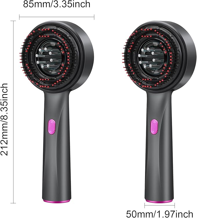 Red Light Dot Scalp Massager - 72-Point Vibration Comb for Hair Care, 3 in 1 Hair Oil Applicator,ipx7 Waterproof Scalp Oil Applicato,Rechargeable Home Use Device with Safety Indicator（Black）