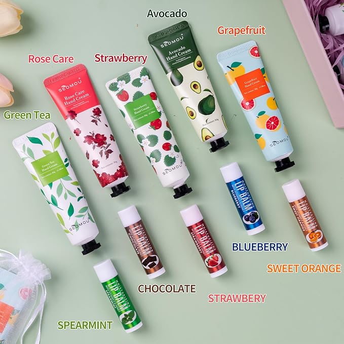 50 Set Bridal Shower Favors for Guests,Hand Cream Bulk and Lip Balm Bulk for Bridal Wedding or Baby Shower Party Gifts for Adults with Organza Bag Thank You Card