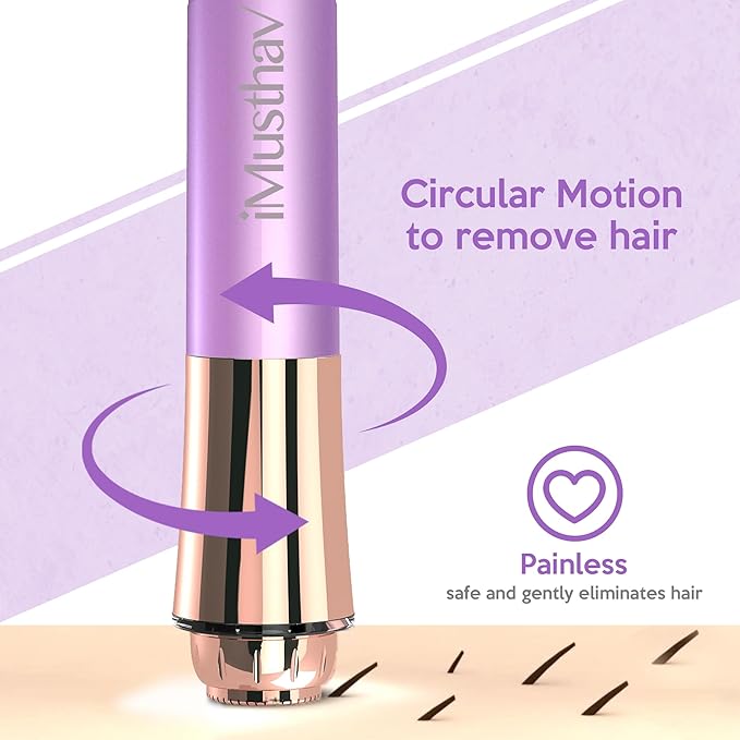 Portable Facial Hair Remover for Women – Painless, Fast & Precise Flawless Electric Razor & Epilator for Face, Lips, Chin Hair Removal – 18K Gold-Plated, 360° LED Light