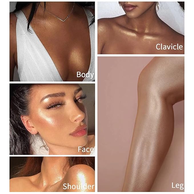 AKARY Liquid Highlighter Makeup for Face Body, Contour Foundation Illuminator Boom Stick, Highlighting Shade Longwear Shimmer Glow Makeup, Valentine's Day gift (01 Pearlescent White + Warm Brown)