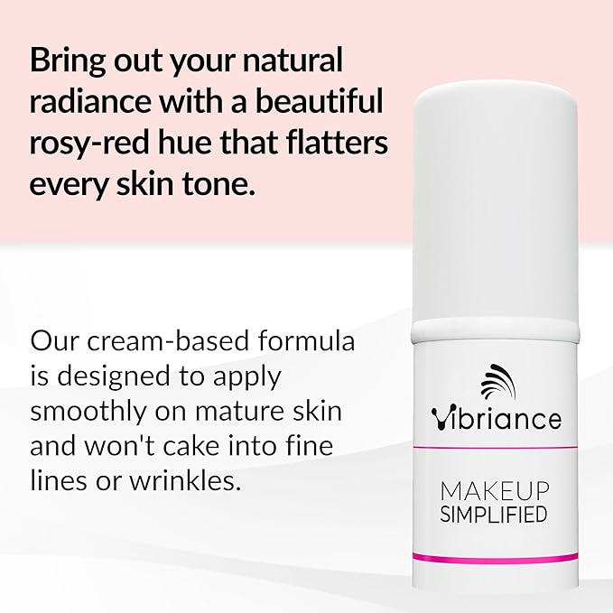 Vibriance Cream Blush Stick - All-in-One Blush, Lipstick, Contour for Mature Skin - Cheek Tint Creme Rouge - Makeup Simplified in Radiance