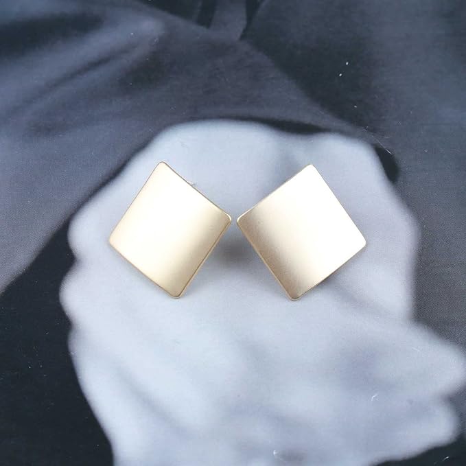 Vintage Square Stud Earrings Square Shape Earrings Geometric Gold Earrings Minimalist Earrings Jewelry for Women and Girls