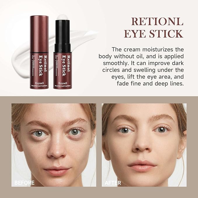 Retinol Eye Stick Retinol Eye Cream for Dark Circles and Puffiness Under Eye Cream Anti Aging Hydrates Moisturises Reduces Fine Lines Rejuvenates Skin