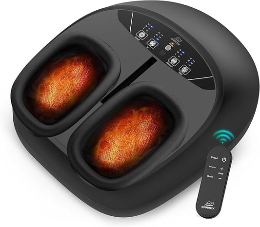 Snailax Foot Massager with Heat Compression Vibration Shiatsu Feet Massager for Plantar Fasciitis Neuropathy, Remote Control, Up to Size 13, Gifts for Dad, Mom Heated Foot Warmer