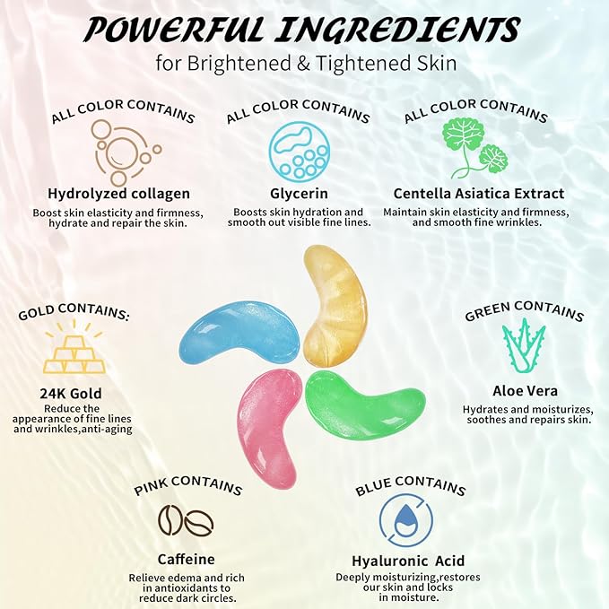 Under Eye Patches(25 Pairs), 24K Gold, Caffeine, Hyaluronic Acid, Aloe Vera Eye Masks for Dark Circles Puffy Eyes Undereye Bags, Eye Skin Care Gift Set for Bachelorette Party Favors