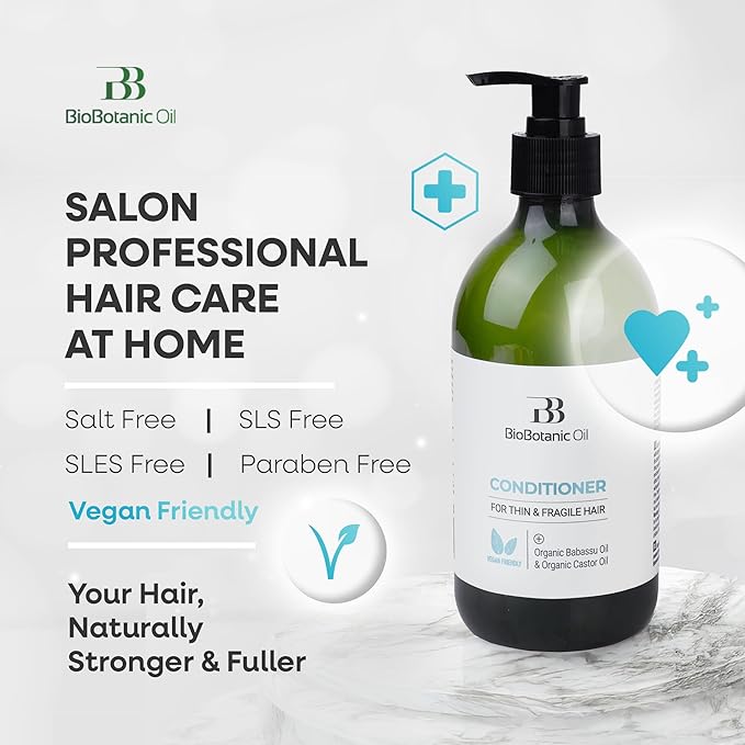 Bio Botanic Oil Magic Conditioner for Thin, Sparse & Brittle Hair | Deeply Hydrating & Strengthening | Organic Castor & Babassu Oils | SLS-Free, Paraben-Free | 500ml