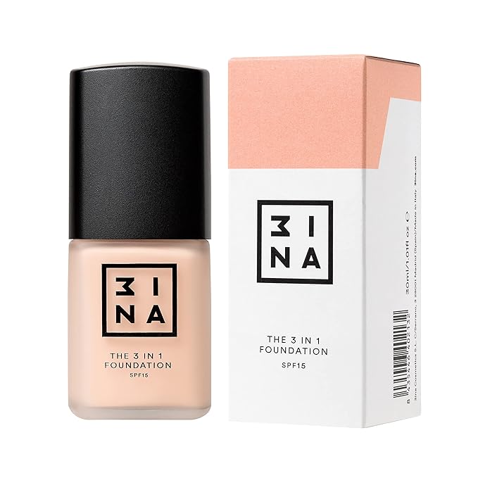 3INA The 3-In-1 Foundation 206 - Vegan Formula - Combination Of Primer, Concealer And Foundation - Medium Coverage - Natural Finish - Perfect For Covering Lines And Blemishes - Long Lasting - 1.01 Oz