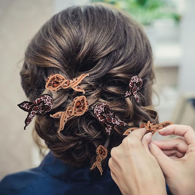 Bememo 40 Pieces Soft Curlers Hair Rollers Pillow Rollers for Hair Satin Sponge Curlers to Sleep in Overnight Heatless No Heat for Long Short Foam Rag Large Styling Tools(Leopard)