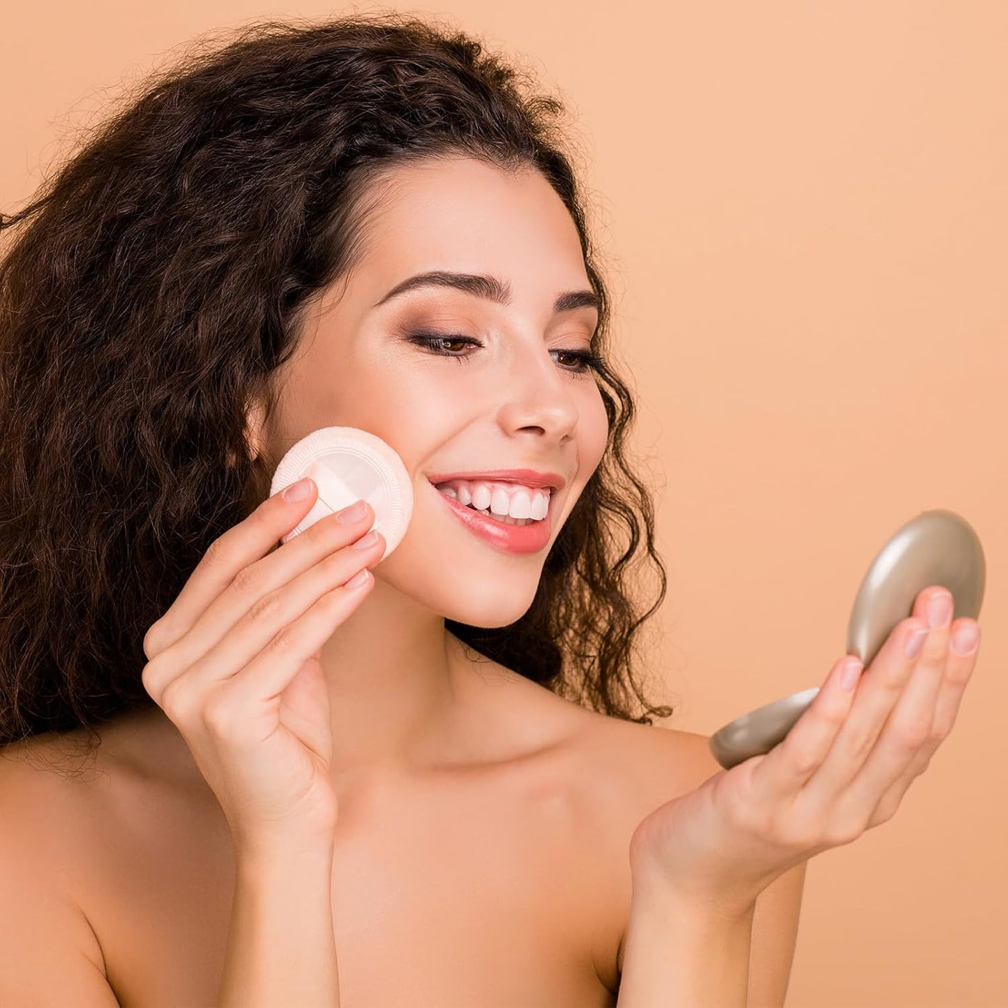 12 Pieces Powder Puffs Cotton Makeup Pads Soft Face Compact Puffs for Loose Setting Pressed Powder, 2.36 Inch (Beige)