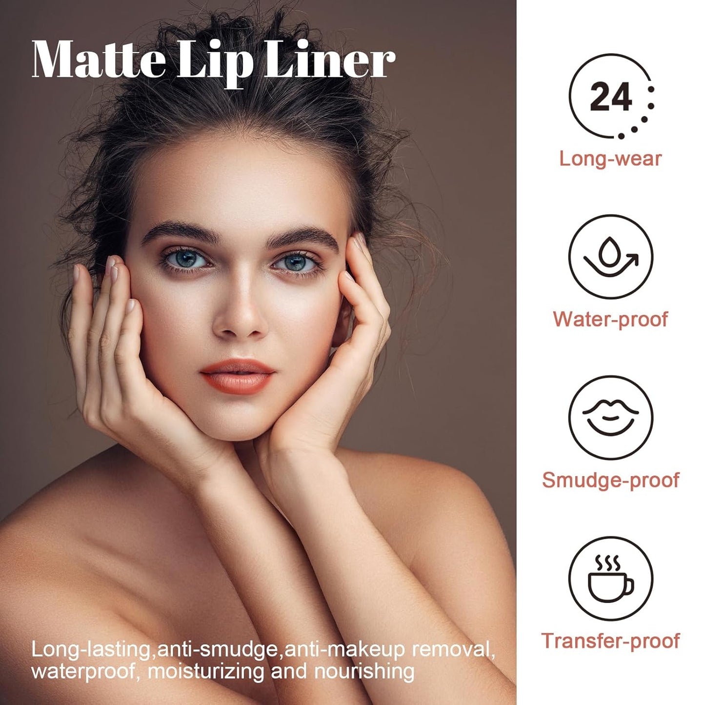 Lip Stain - Long Wear Tattoo Lip Liner, Waterproof & Transfer-proof Peel Off Lip Stain with Matte Finish, Lip Tint For All Skin Types, Great Gifts for Women (Nude)