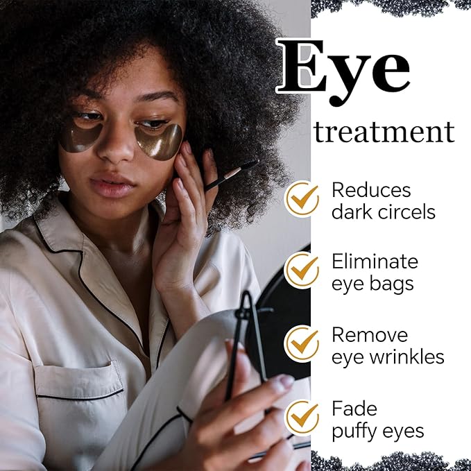 Under Eye Mask Moisturizing Eye Mask Patches,60PCS Eye Treatment Mask Cooling Under Eye Pads for Brightening Repairing and Refreshing Your Skin Under Eye Mask, Beauty Skin Care Gift (black)