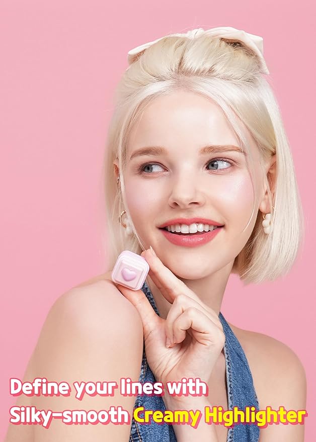 COLORGRAM Milk Bling Heartlighter 01 Peach Heart | Silky Smooth Versatile Creamy Highlighter with Shimmery Finish, Soft and Natural Glow Perfect for Daily Makeup