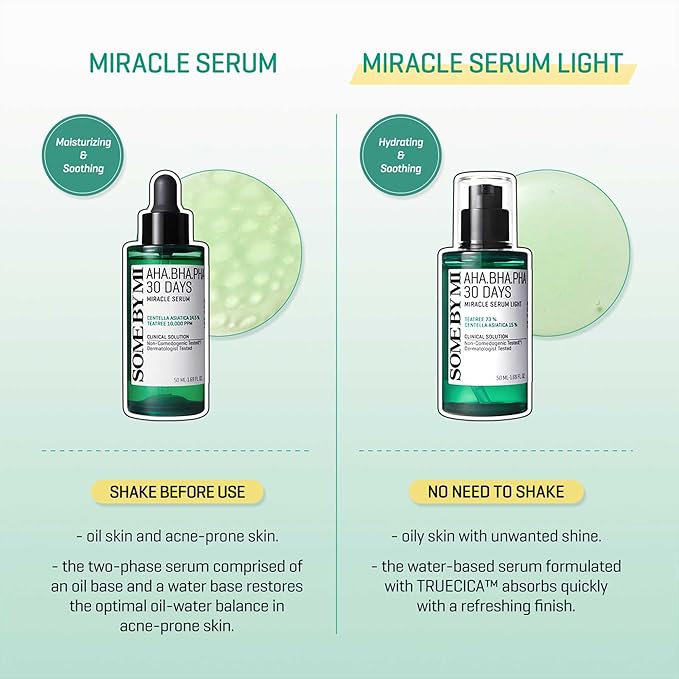 SOME BY MI AHA BHA PHA 30 Days Miracle Serum Light - 1.69oz, 50ml - Daliy Exfoliating Salicylic Acid Serum for Pore and Blackhead Care - Centella & Niacinamide for Skin Soothing - Korean Skin Care