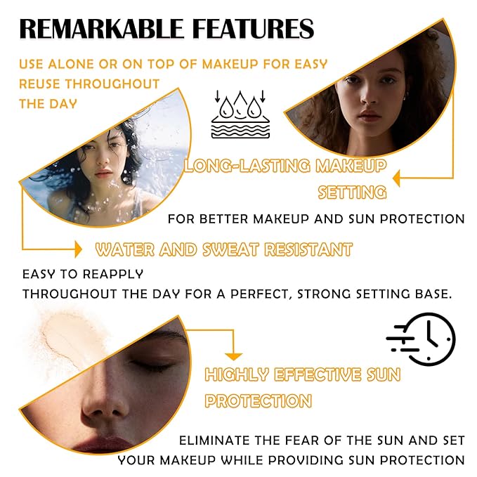 2PCS Mineral Sunscreen Setting Powder Makeup,Translucent Powder SPF 50 PA++++,Oil Control Long Lasting Face Setting Powder Sunscreen,Matte Finish,Lightweight,Breathable,All Skin
