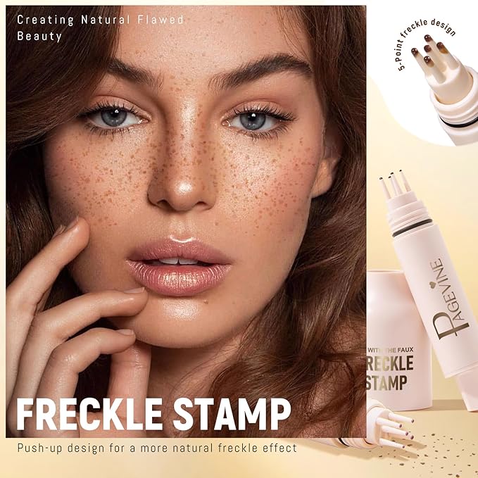 3pcs Faux Freckle Stamp Pen, Liquid Fake Freckles Stain Tattoo Marker Waterproof Long Lasting for Natural Sunkissed Makeup for Women Girl -3 Colors Brown