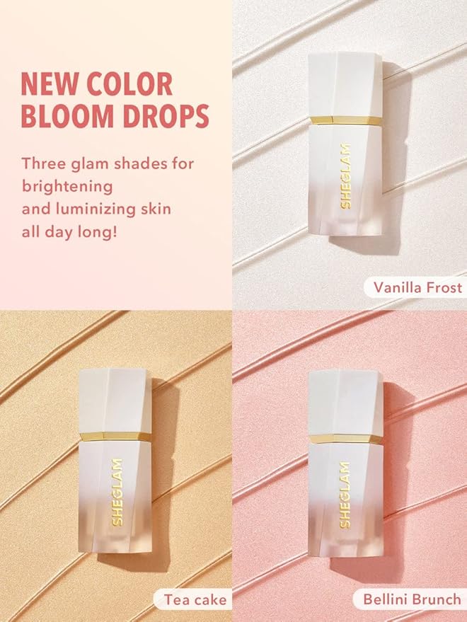 SHEGLAM Glow Bloom Liquid Waterproof Highlighter Long Lasting Cream Highlighter with Shimmer Dewy Finish - Tea Cake