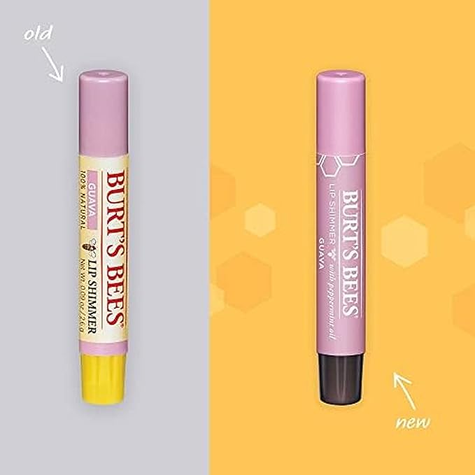 Burt's Bees Shimmer Lip Tint Easter Basket Stuffers, Tinted Lip Balm Stick, Moisturizing for All Day Hydration with Natural Origin Glowy Pigmented Finish & Buildable Color, Guava (4-Pack)