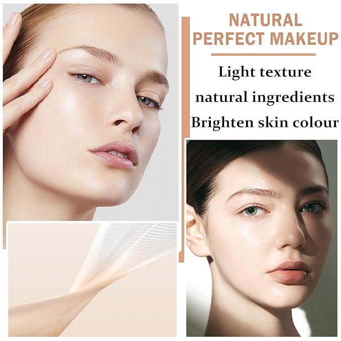 Airbrush Foundation Makeup Spray Silky Lightweight Full Coverage Foundation Face Air Cushion Foundation Set with Soft Makeup Brush - Natural Color