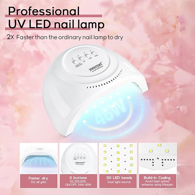 JEWHITENY 14 Colors Poly Extension Gel Nail Kit With U V Lamp Nude Pink White Brown All In One Poly Gel Starter Kit With Base Top Coat Manicure Salon Frence Nail Art DIY