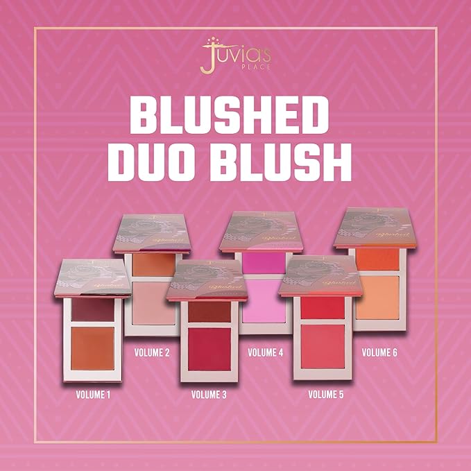 Juvia's Place Blushed Duo Blush - Two Tone Pigmented Buildable Pressed Mineral Powder - Rosy Natural Cheeks Matte Fresh Finish for All Skin Color -Volume1