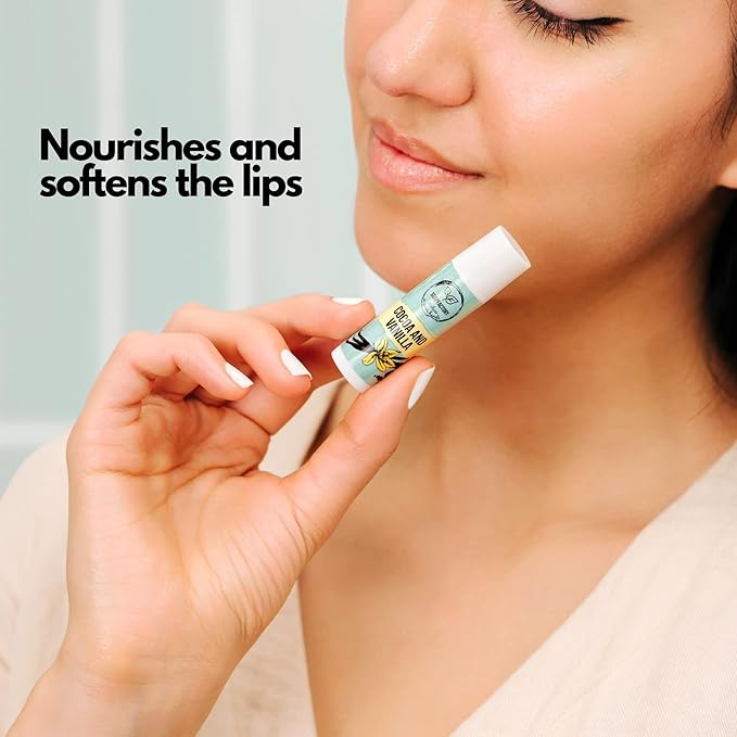 SoapFactory Natural Vanilla Lip Balm for Dry cracked Lips, Vegan, Organic Certified, Lip Care with Carnauba Wax for Women and Men, 0.17 ounce (Pack of 5)