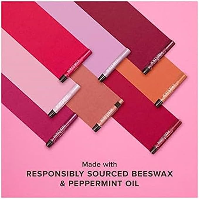 Burt's Bees Shimmer Lip Tint Set, Tinted Lip Balm Stick, Moisturizing for All Day Hydration with Natural Origin Glowy Pigmented Finish & Buildable Color, Rhubarb (4-Pack)
