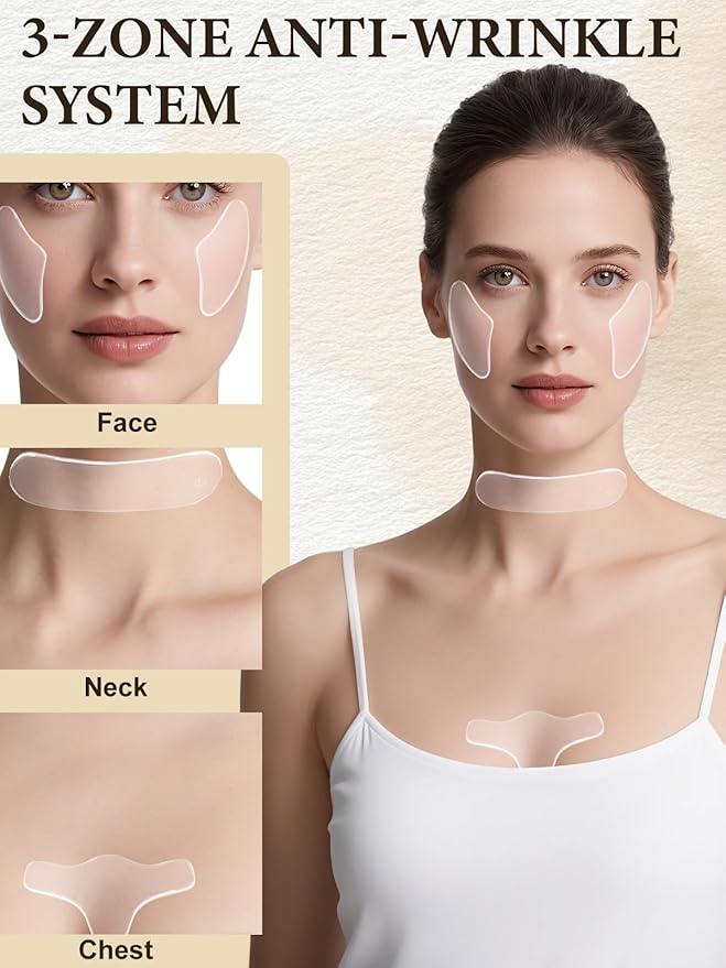 Reusable Neck Wrinkle Silicone Patches - Skin Firming Lifting Moisturizing for Women, Smile Line Facial Chest Forehead Anti-Wrinkle Patches Anti-Aging Facial Masks for Skin Lines Removal (16Pcs)