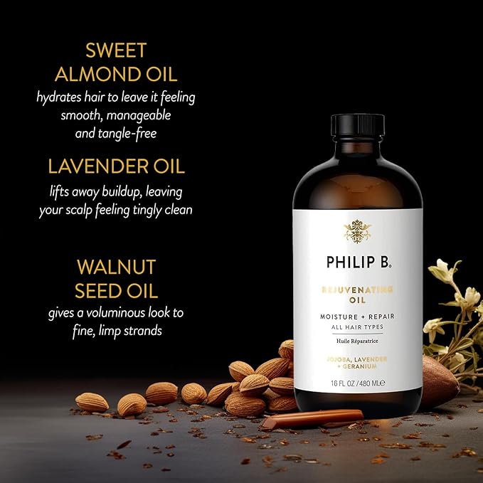 PHILIP B Rejuvenating Oil 16 oz. (480 ml) | Long-Term Hair Repair, Youthful Bounce, Strength and Shine