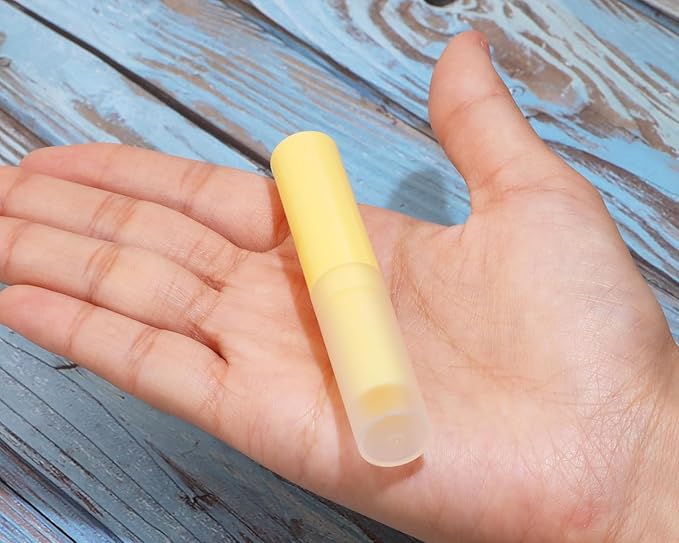 0.14oz Empty Flavored Lip Balm Container Tubes Plastic Homemade Moisturizing Lip Stick with Caps Bulk Fit for Women Adult DIY Making Supplies, 25 Count (Yellow)