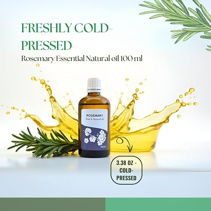 Roots & Above Pure Natural Rosemary Essential Oil 3.38 fl oz/100 ml for Diffuser, Face, Skin Care, Hair, Aroma, Massage, Candle & Soap Making Fragrance DIY use