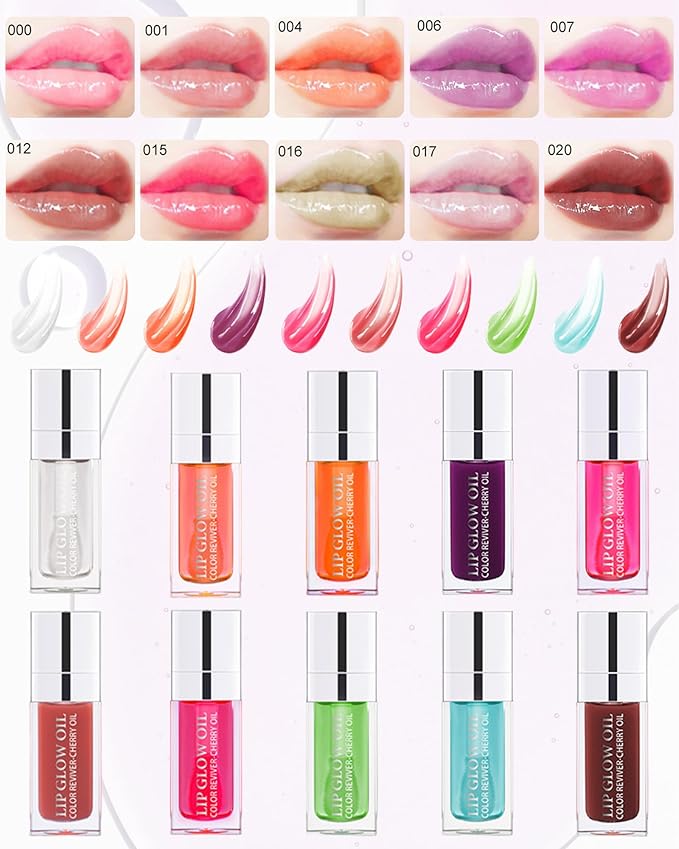 Tinted Moisturizing Lip Glow Oil,Hydrating Plumping Lip Gloss Lip Care Clear Toot Lip Oil for Dry Lip,Glow Reviver Lip Oil,Shine Lip Tint Stain Lip Care Product,Christmas Makeup Gift for Women-#016