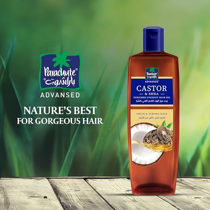 Parachute Advansed Castor & Shea Hair Oil with Coconut| Castor Hair Oil| 10x Stronger Hair| For Thick, Soft & Nourished Hair| 10.1 Fl.oz.