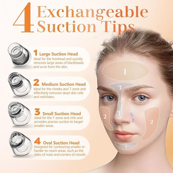 Yccu Blackhead Remover Vacuum Pore Extractor Black Head Remover for Face&Nose Blackhead Extractor Pore Vacuum Pimple Extractor Tool Pore Cleaner with USB Charge 4 Modes 5 Suction Heads for Women&Men