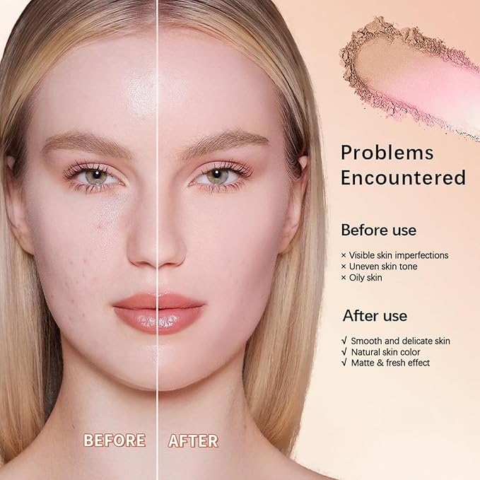 Baked Brighten Foundation, Coror Correcting Baked Balance Foundation,Buildable Coverage, Lightweight Powder Foundation, Creates a Perfect Canvas and a Natural Semi-Matte Finish(02# Tan)