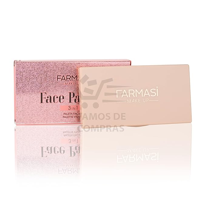 FARMASI Makeup Face Palette, Trio Eyeshadow, Long Lasting Face Sculpting, Blush and Highlighter Powder, Glow Contour Shadow Bronzer, All Skin Types, 0.52 oz. / 15 g (3 in 1 Face Palette)