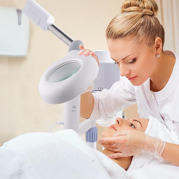 Winado 2 in 1 Professional Facial Steamer with 5X Magnification Lamp & Touch Screen, Esthetician Steamer Humidifier Face Spa Mist Steam for Home Beauty Salon, Personal Skin Care Deep Cleaning, White