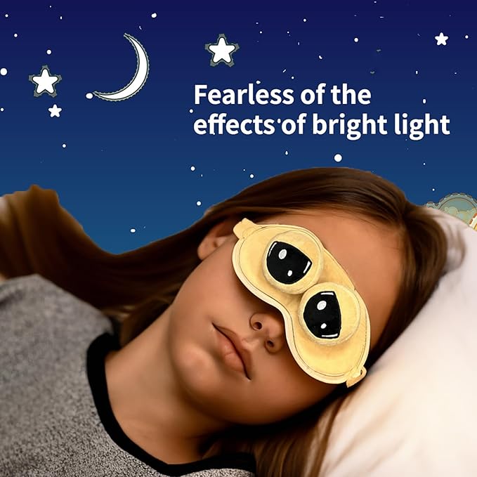 Cooling Eye Mask for Sleeping, Cute Alien Plush Sleep Eye Mask with Adjustable Strap and Built-in ice Pack for Kids & Adults, Cold Under Eye Mask for Travel, Meditation, Relaxation, and Sleep