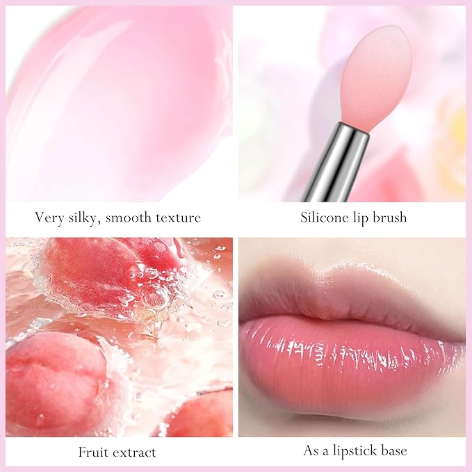 2Pc Jelly Lip Mask Overnight,Fruity Peach Lip Sleeping Mask Day Night Repair Kawaii Lip Balm Hydrate Plump Dry Lip Scrubs Exfoliator,Lip Care Lip Moisturizer with Collagen-Peach