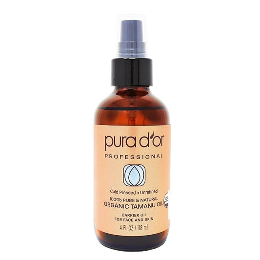 PURA D'OR 4 Oz Organic Tamanu Oil - USDA Certified 100% Pure & Natural Cold Pressed Carrier Oil, Premium Grade Moisturizer For Skin & Hair - Men & Women