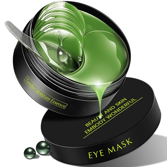 Under Eye Patches,30 pairs Hyaluronic Acid Anti-Aging Under Eye Mask, Collagen Under Eye Gel Pads for Dark Circles, Wrinkles, Fine Line, Puffiness (Green)