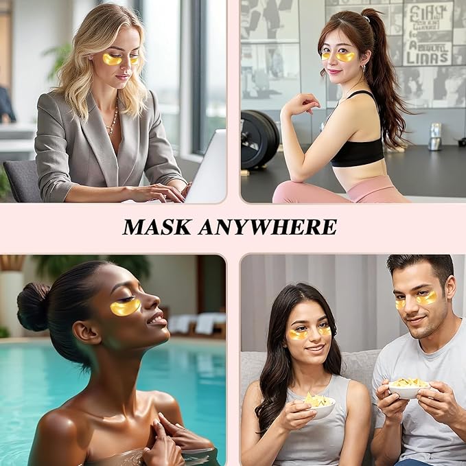 Under Eye Patches (24 Pairs), 24K Gold Under Eye Masks for Dark Circles, Puffy Eyes, Undereye Bags, Wrinkles - Rejuvenating & Revitalizing Eye Skincare Treatment - Bridesmaid Gifts for Women