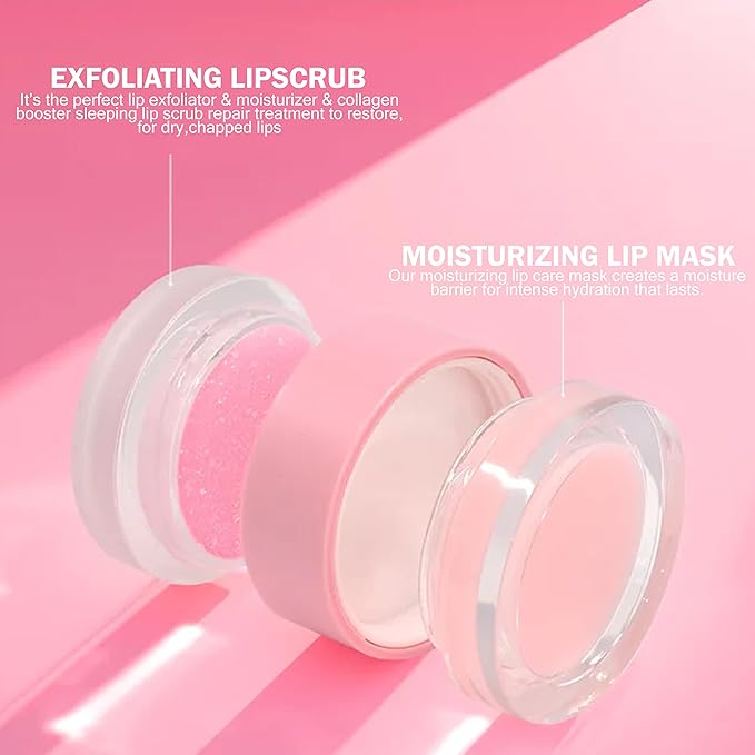kukubird Lip Mask Overnight Hydrating Lip Balm Mask Exfoliating Lip Scrub Lip Care Treatment For Chapped and Cracked Lips-Strawberry