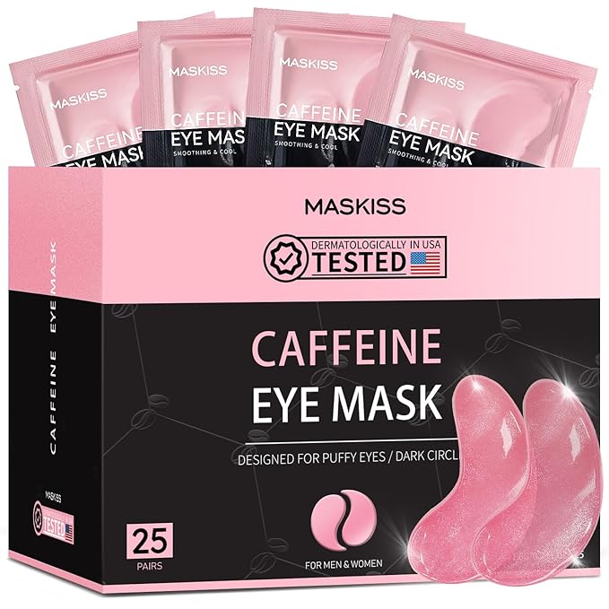 Under Eye Patches (25 Pairs), Caffeine Eye Masks for Dark Circles Puffy Eyes Undereye Bags, Collagen Eye Patches for Wrinkles and Puffiness, Skin Care Gift for Her
