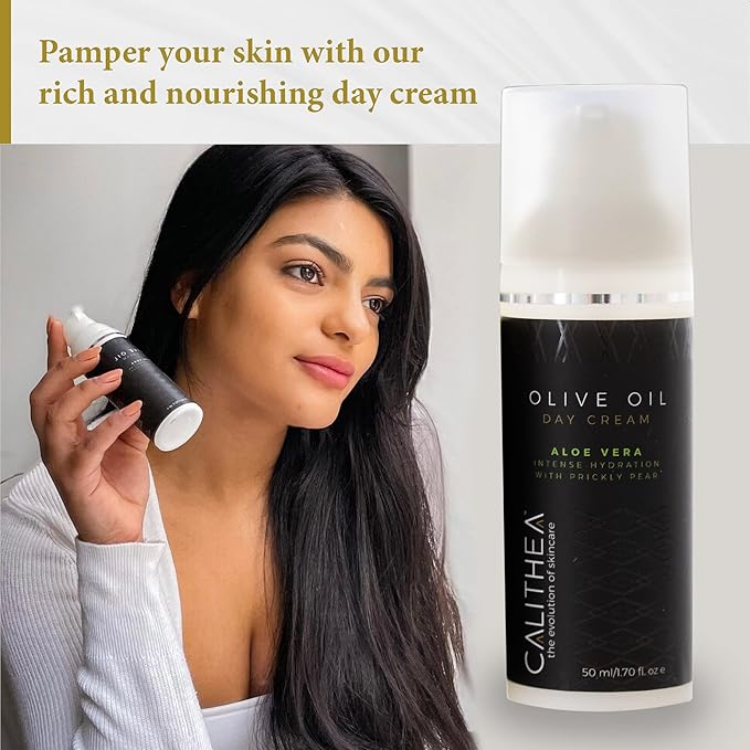 Calithea Day Cream Facial Moisturizer for Healthy, Glowing, Balanced Skin with Aloe Vera, Prickly Pear, Olive Oil